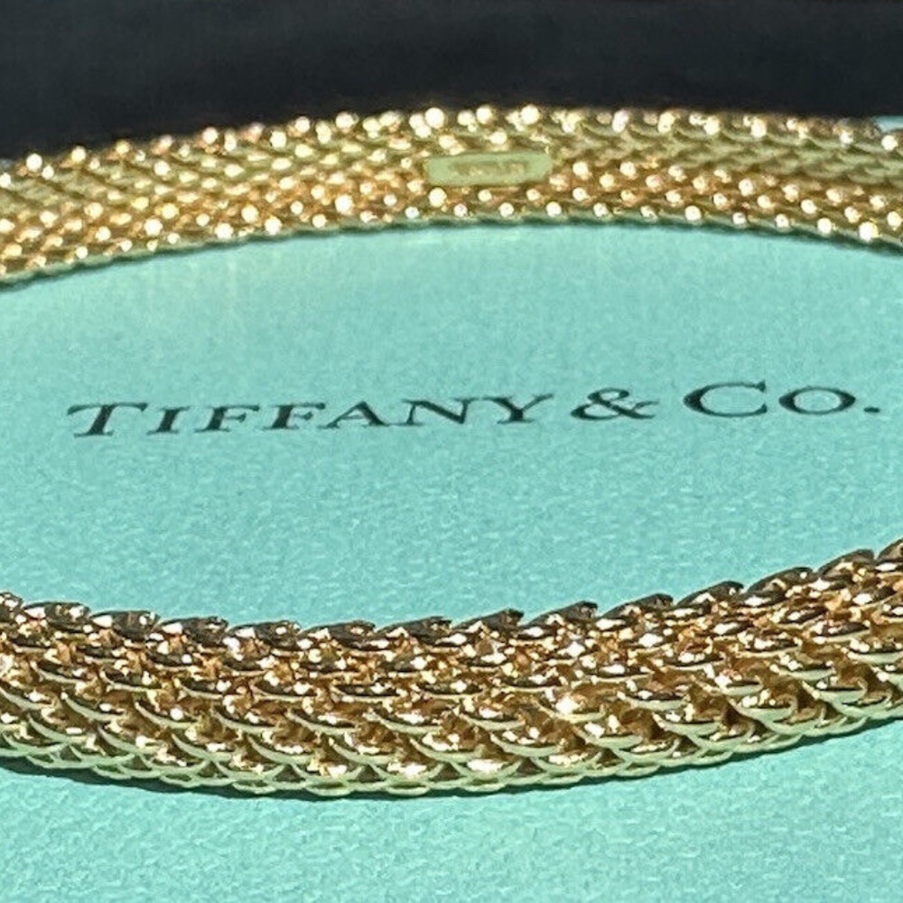 Designer Tiffany & Co. 18K Solid Yellow Gold Somerset Mesh Bangle Bracelet 19.6g